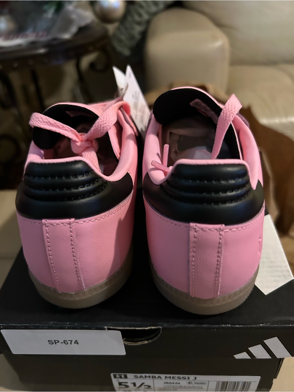 Women’s Adidas Pink and Black Samba Messi J Sneakers - Picture 5 of 6